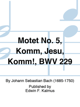 Motet No. 5, Komm, Jesu, Komm!, BWV 229
