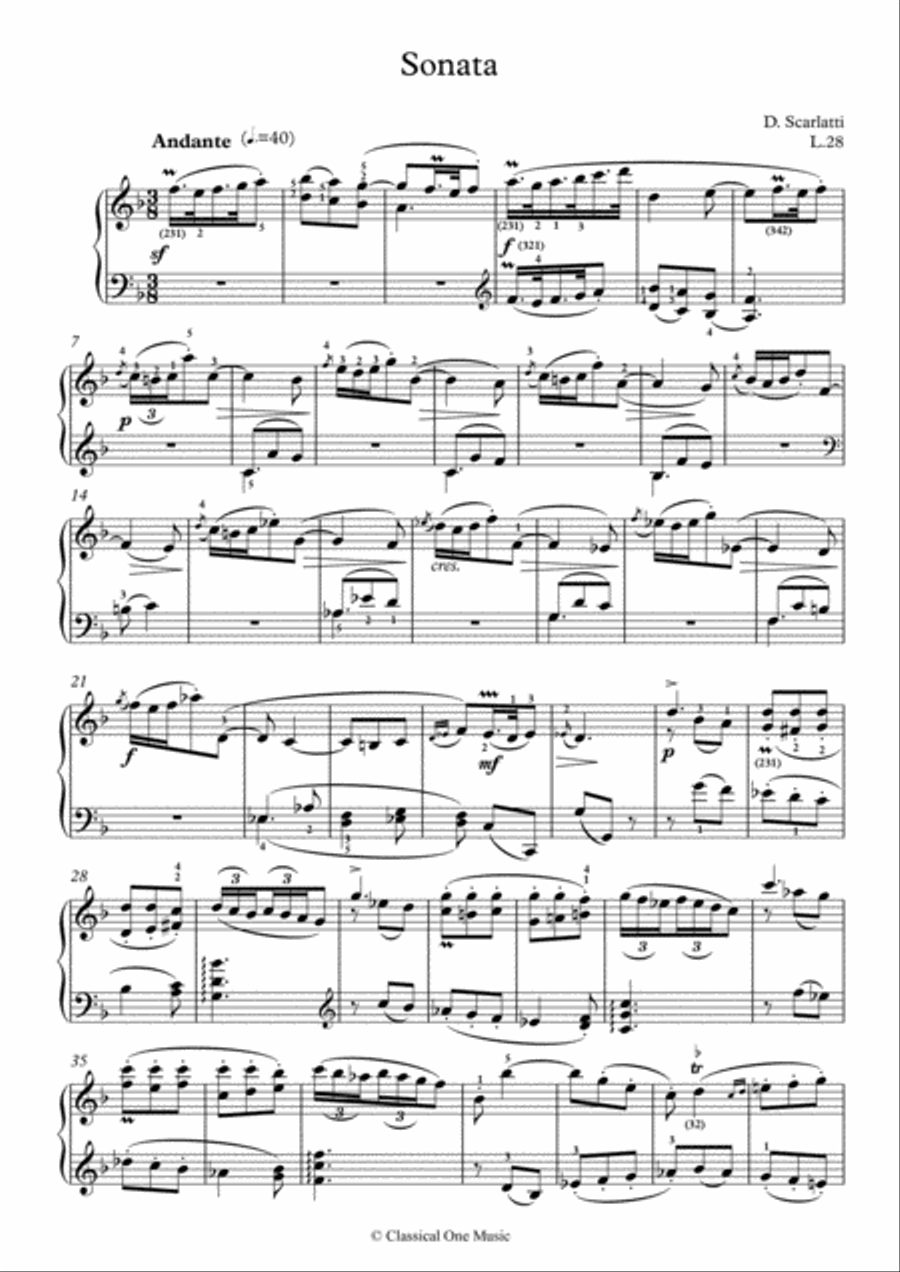 Scarlatti-Sonata in F-Major L.28 K.194(piano) Piano Solo scores gallery preview page 2