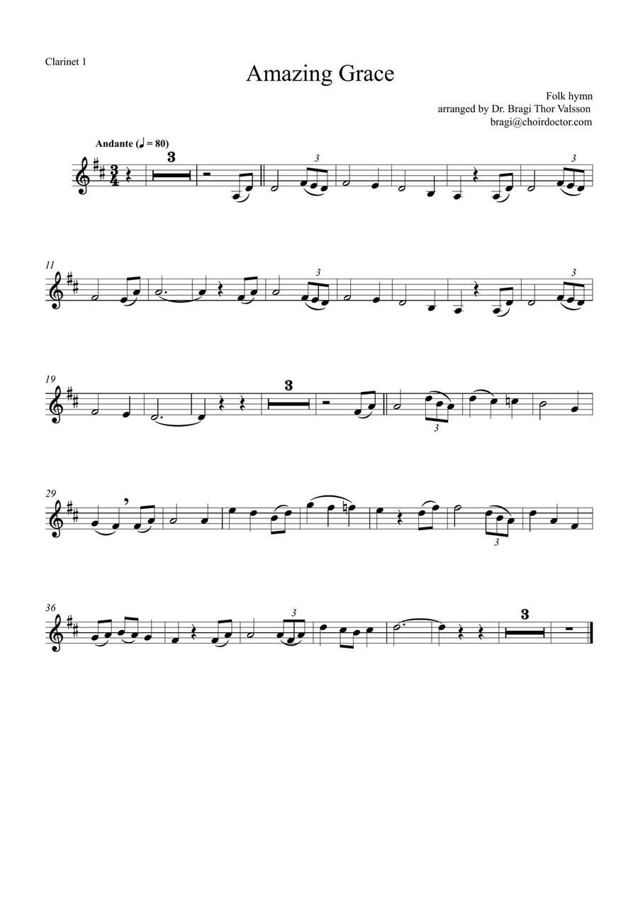 Amazing Grace - Two Clarinets with Piano accompaniment Clarinet Duet scores gallery preview page 4
