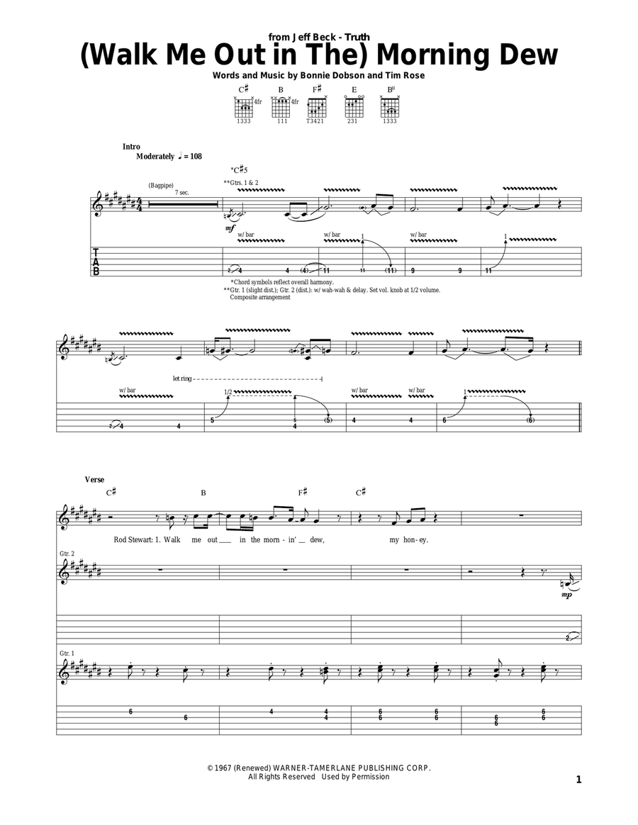 (Walk Me Out In The) Morning Dew Acoustic Guitar scores gallery preview page 1