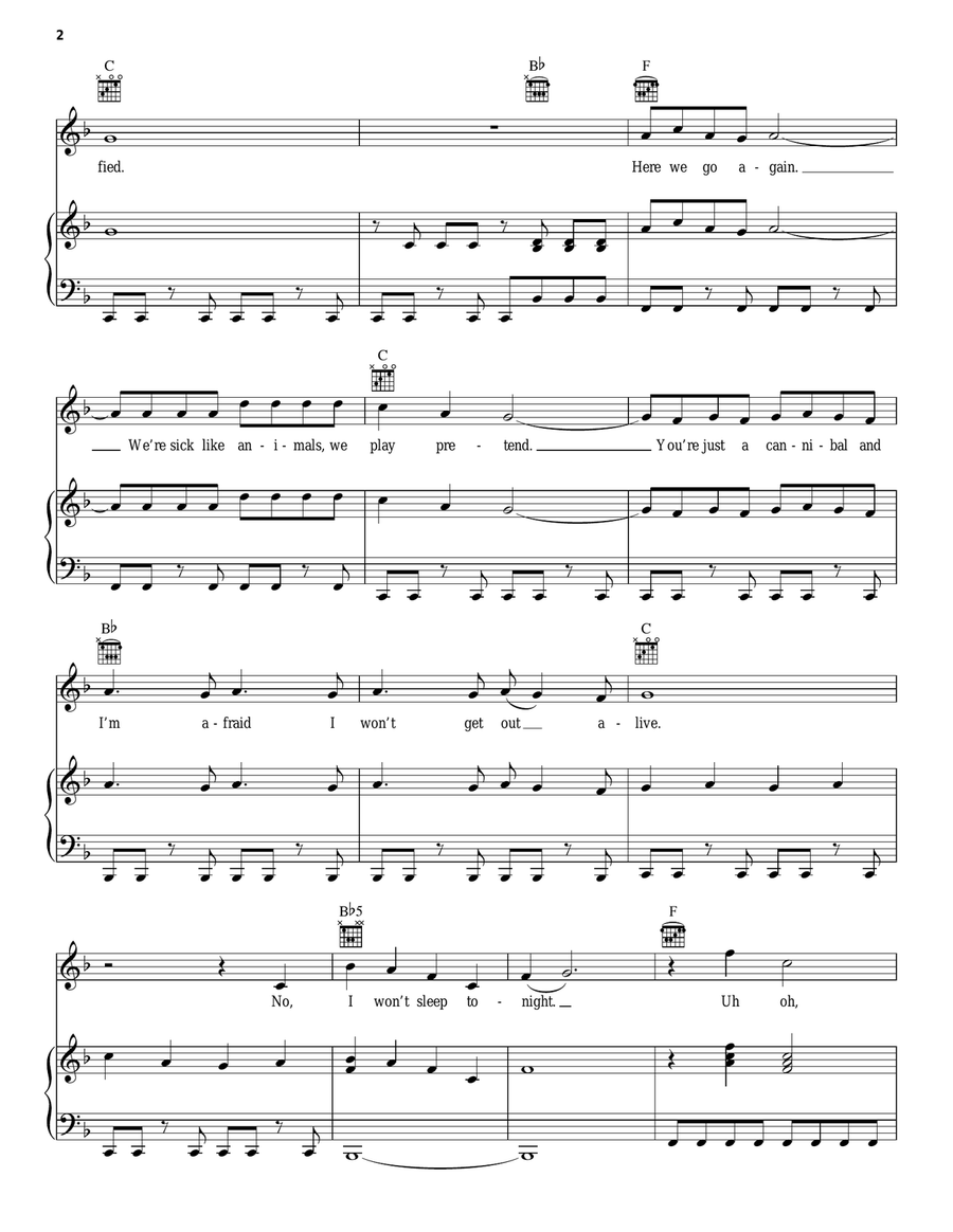 Animal Piano, Vocal, Guitar scores gallery preview page 2
