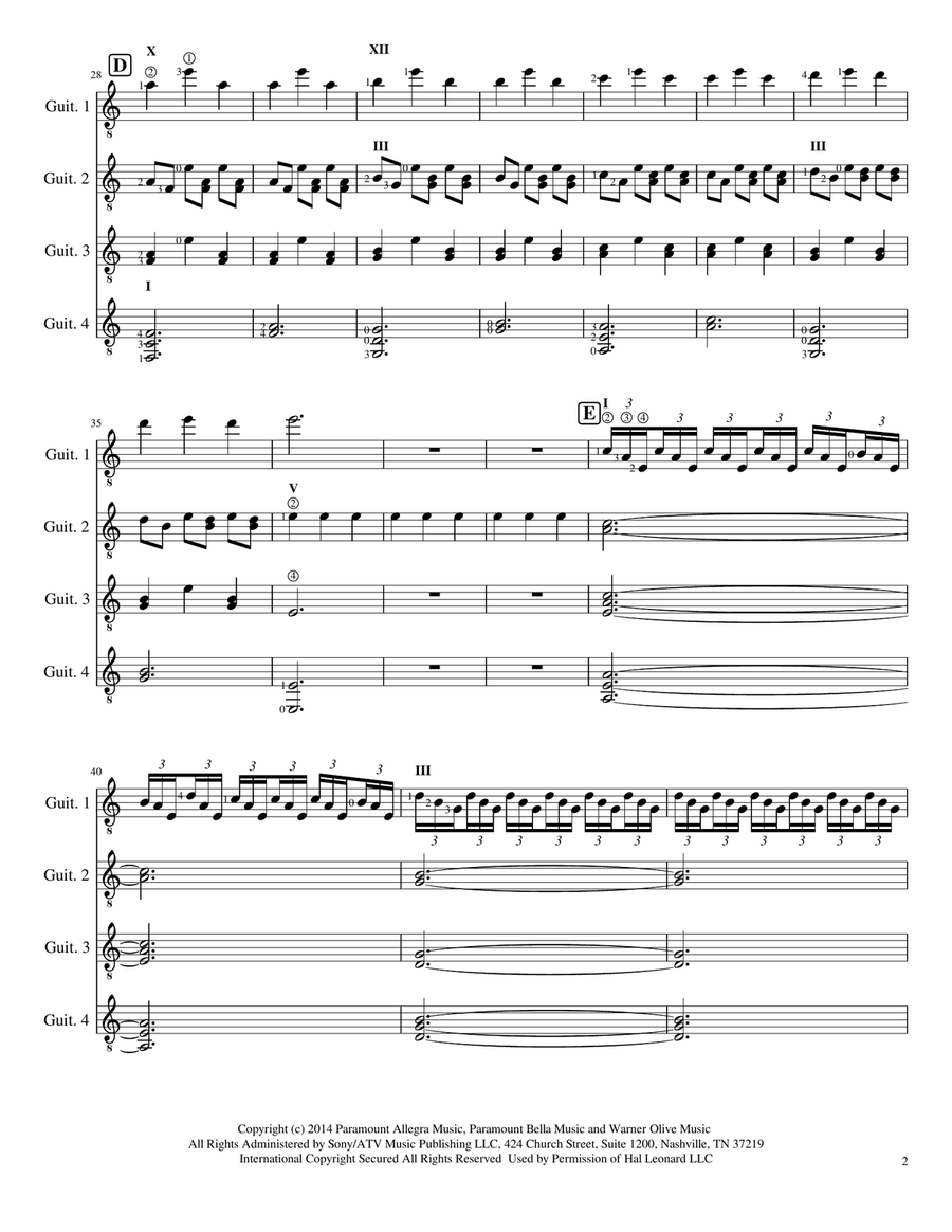 First Step from the Paramount Pictures film INTERSTELLAR Guitar Ensemble scores gallery preview page 2