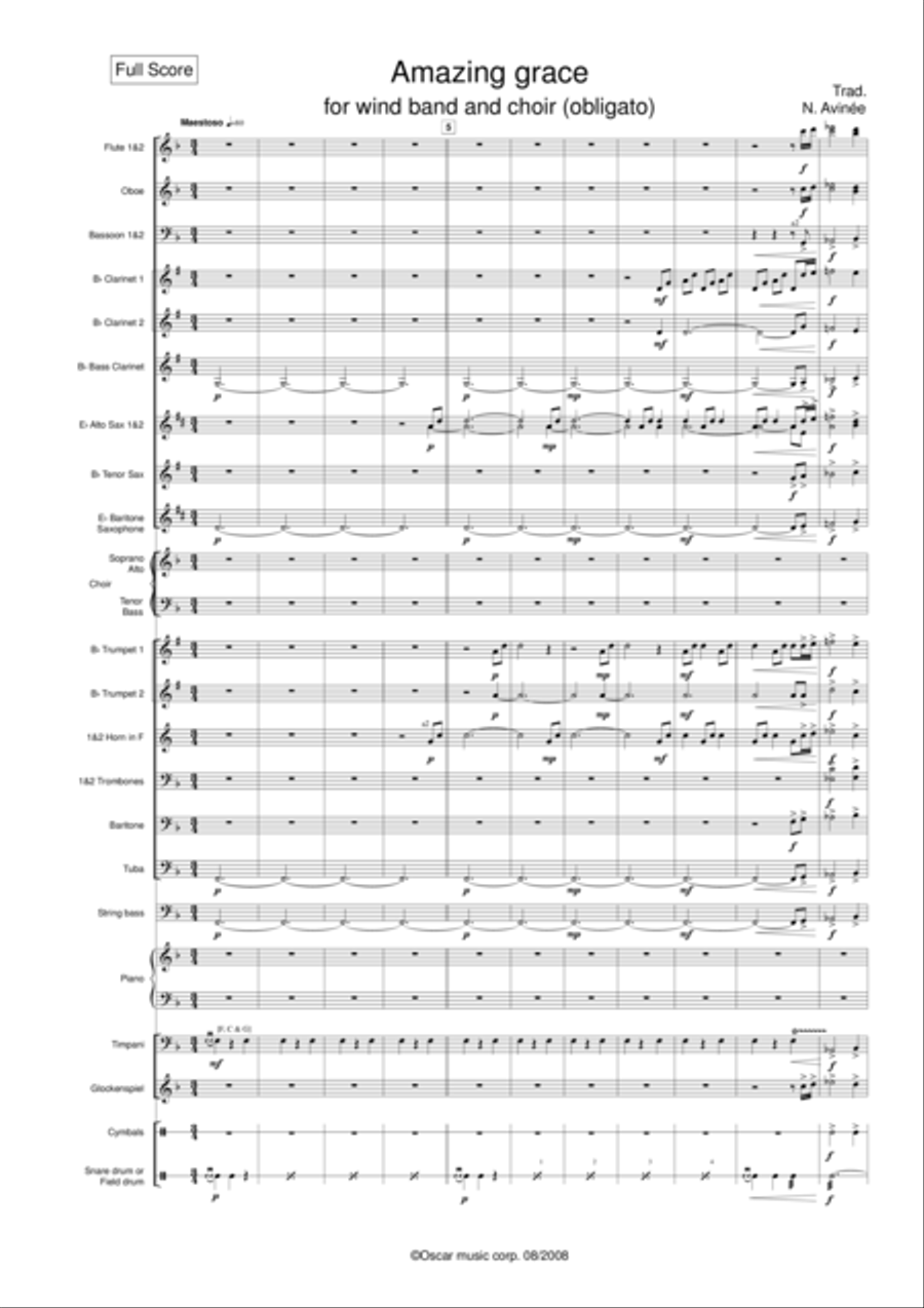 Amazing grace for wind band and choir 4-Part scores gallery preview page 1