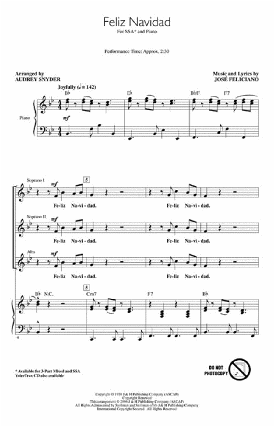 Feliz Navidad SSA scores gallery preview page 2