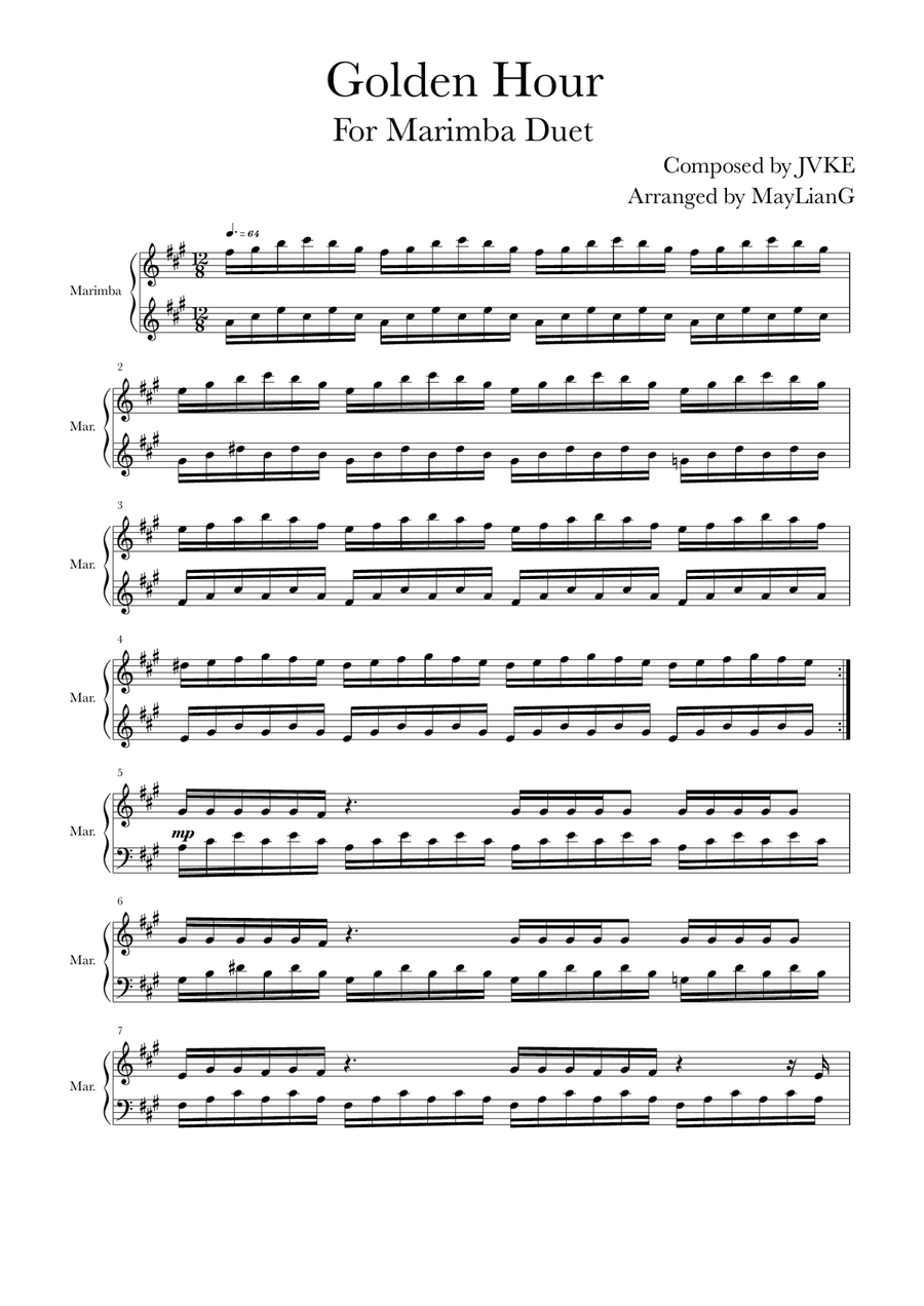 Golden Hour - Marimba Duet Marimba scores gallery preview page 1