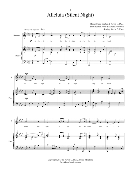Alleluia (Silent Night) - vocal solo or duet for alto voice with piano accompaniment