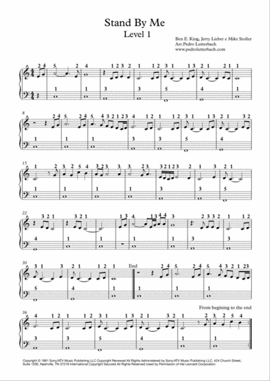 Stand By Me Easy Piano scores gallery preview page 1