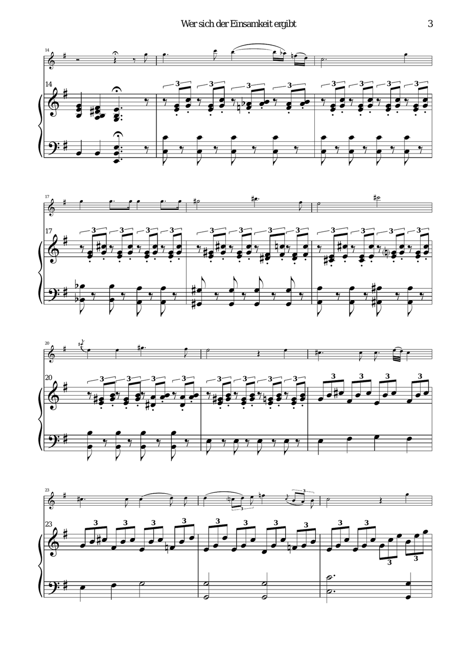 Gesänge des Harfners (Songs of the Harpist) for flute and piano Flute Solo scores gallery preview page 3