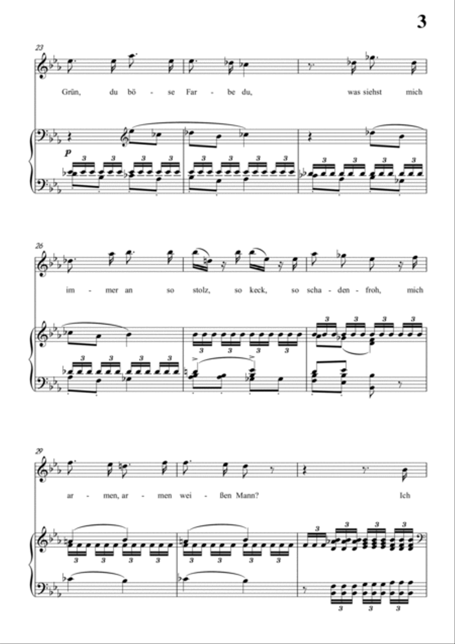 Schubert-Die böse Farbe,from 'Die Schöne Müllerin',Op.25 No.17 in bE for Vocal and Piano Voice scores gallery preview page 4