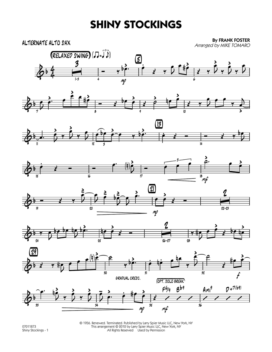 Shiny Stockings - Alternate Alto Sax Jazz Ensemble scores gallery preview page 1
