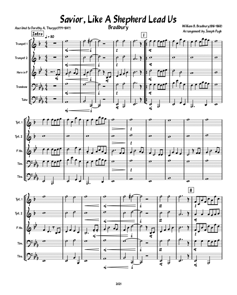Saviour Like A Shepherd Lead Us Horn scores gallery preview page 1