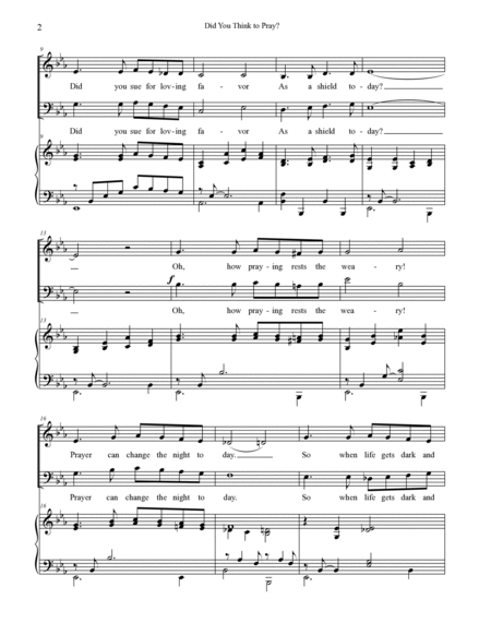 Did You Think to Pray? - Sacred Duet for Alto and Baritone with Piano Accompaniment image number null