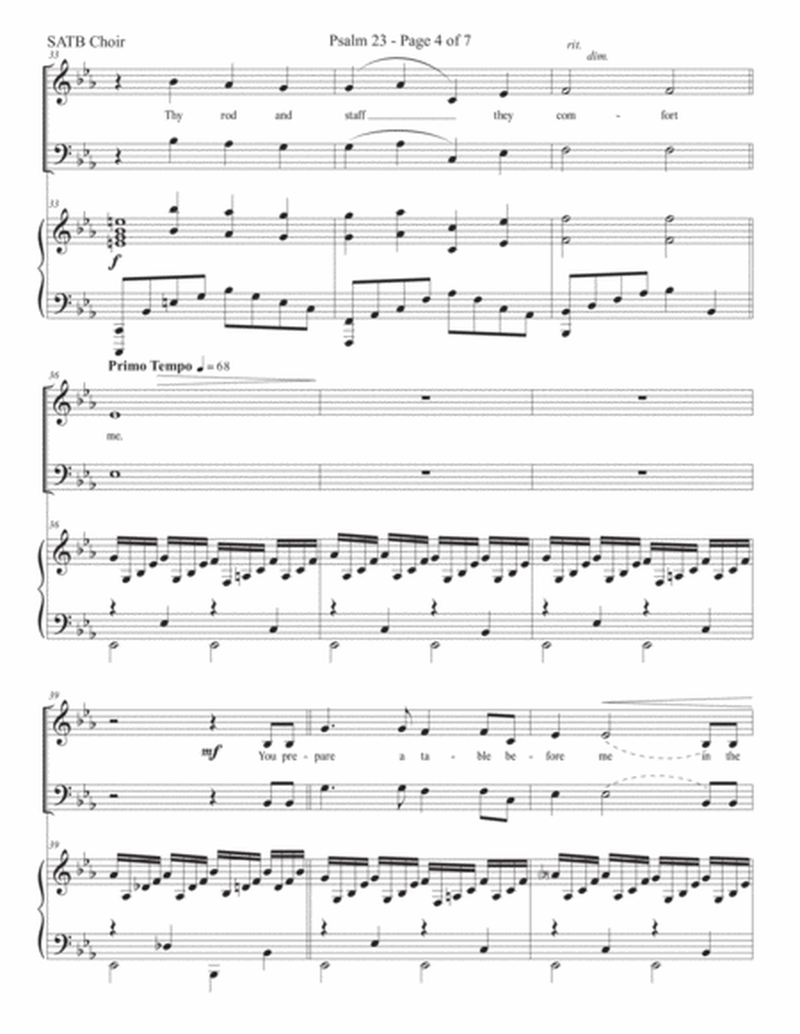 Psalm 23: The Lord is My Shepherd (SATB and piano) image number null