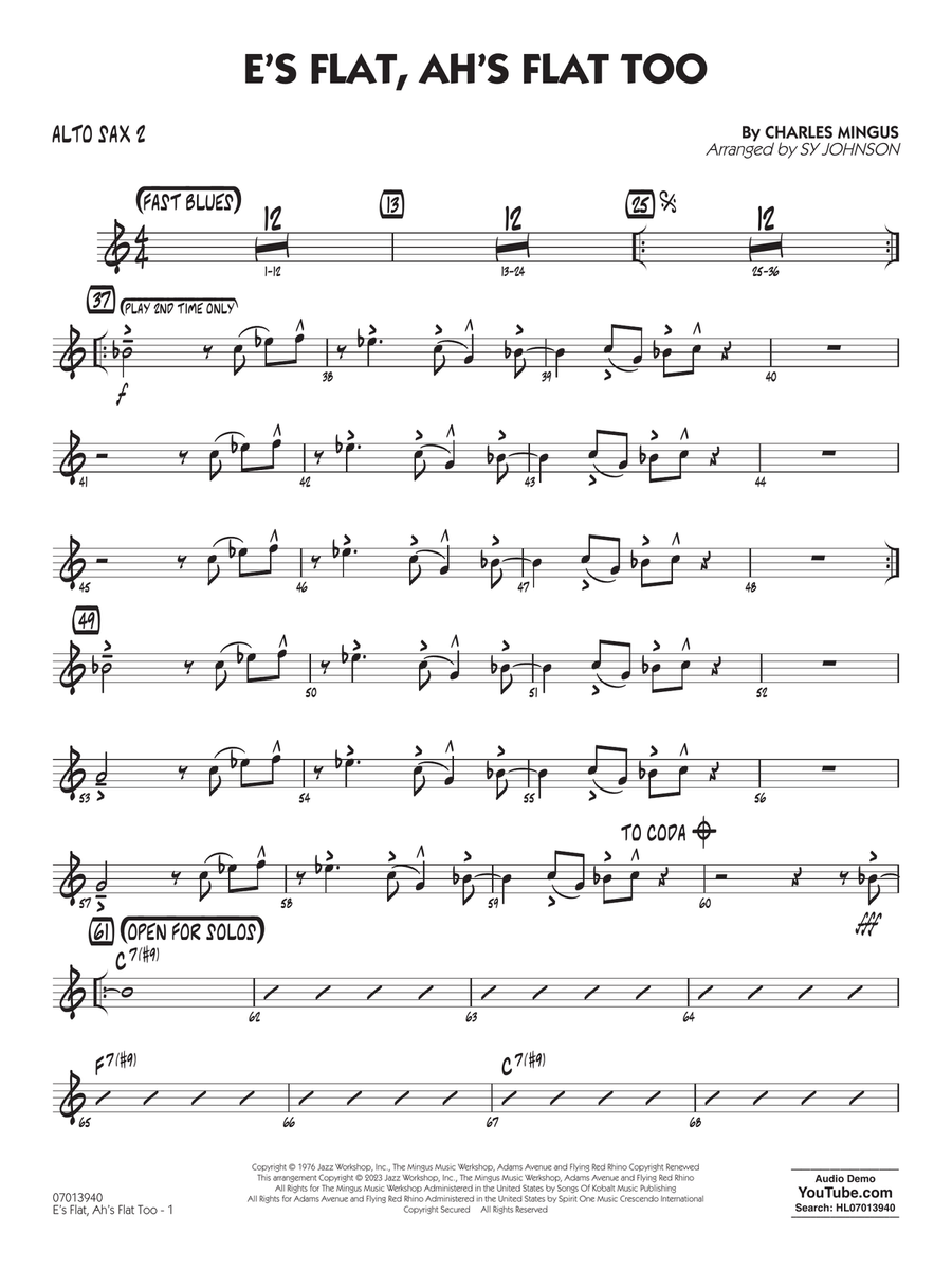 E's Flat, Ah's Flat Too (arr. Sy Johnson) - Alto Sax 2