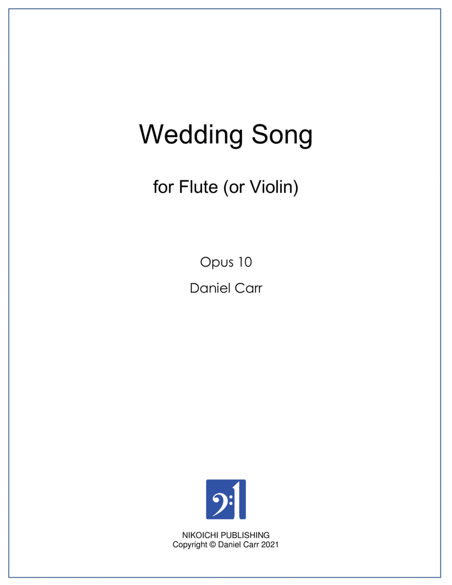 Wedding Song for Solo Flute (or Violin) - Opus 10 Flute Solo scores gallery preview page 1