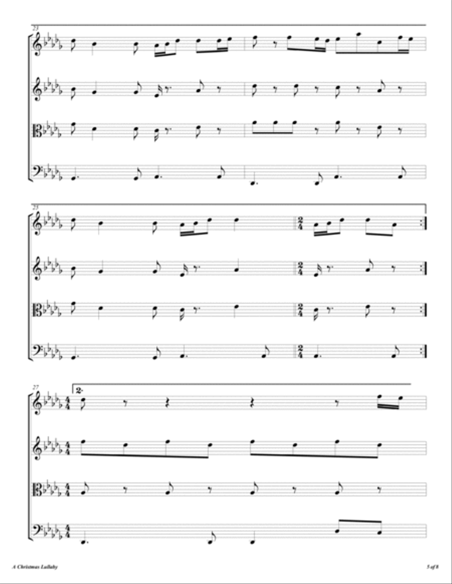A Christmas Lullaby String Quartet scores gallery preview page 6