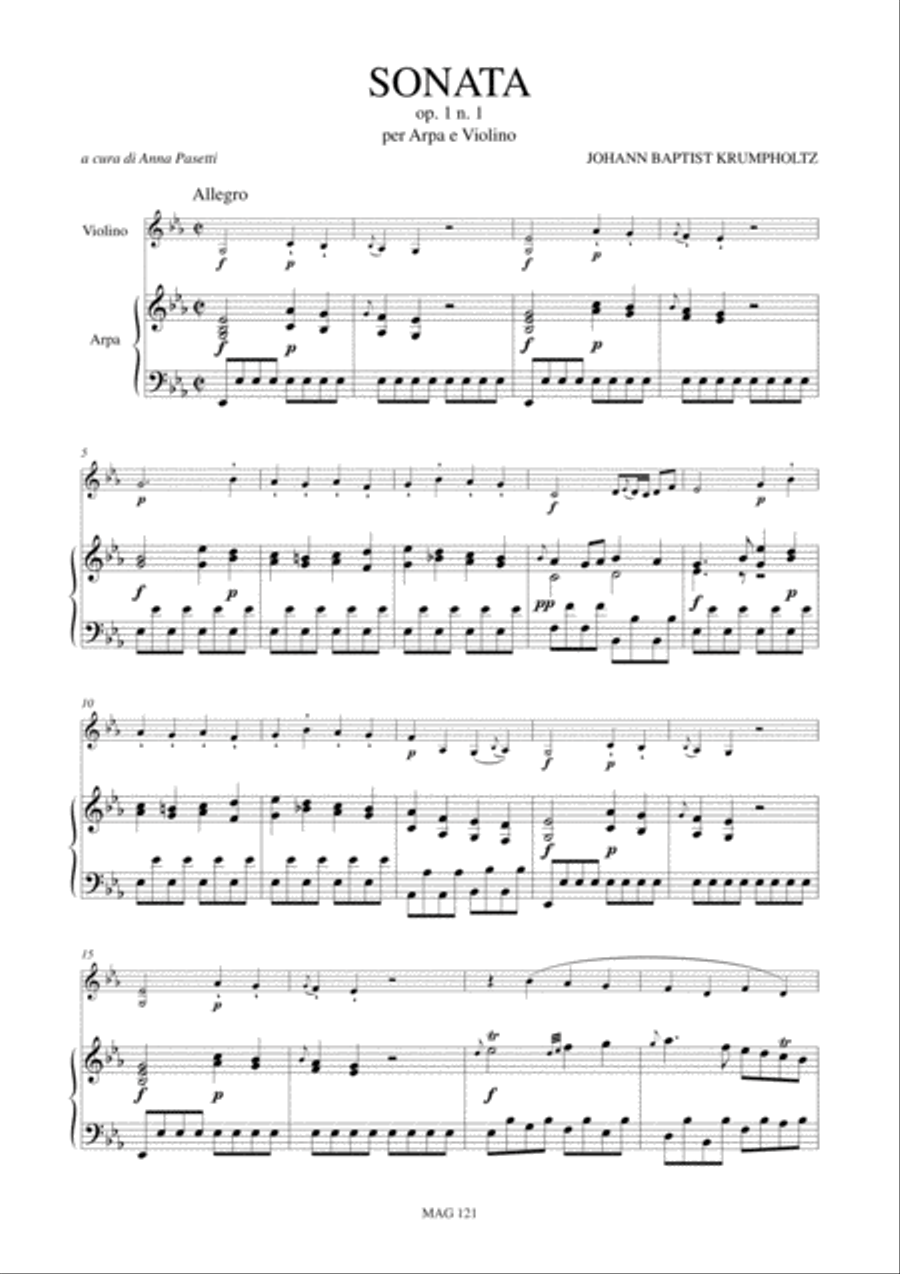 Sonata Op. 1 No. 1 for Harp and Violin Harp scores gallery preview page 2