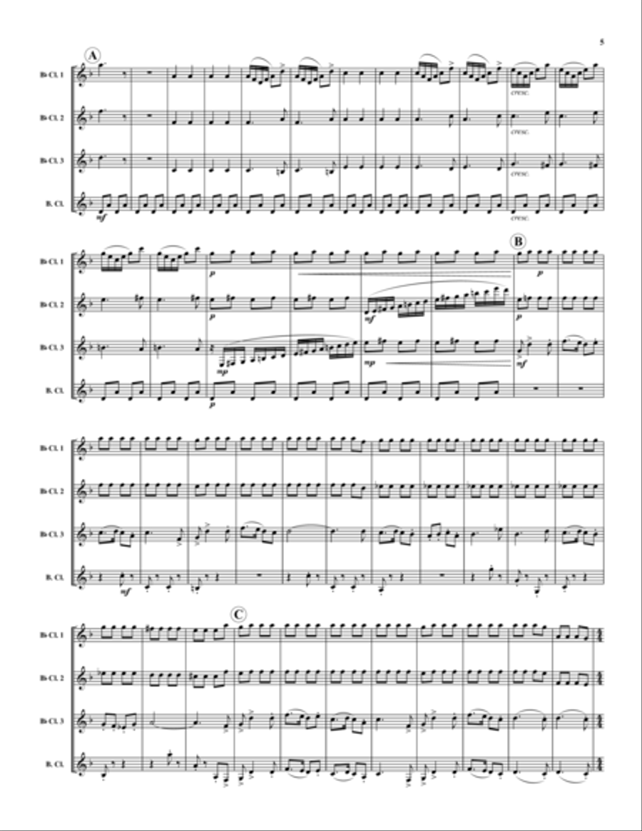 First Suite in Eb Clarinet Quartet scores gallery preview page 5