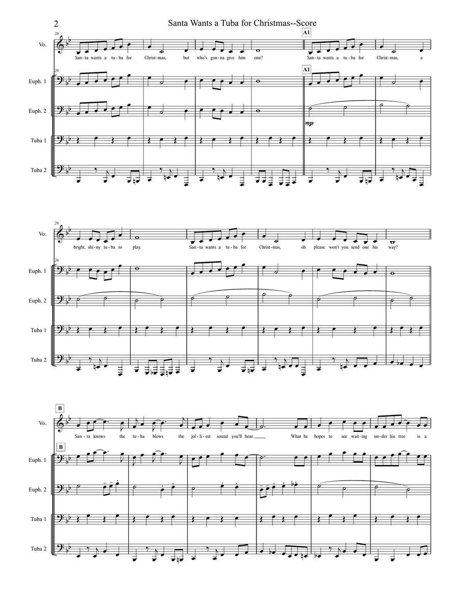 Santa Wants A Tuba For Christmas - Tuba/Euphonium Quartet