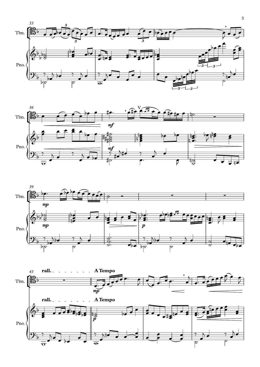 Romance for Trombone and Piano Piano scores gallery preview page 3