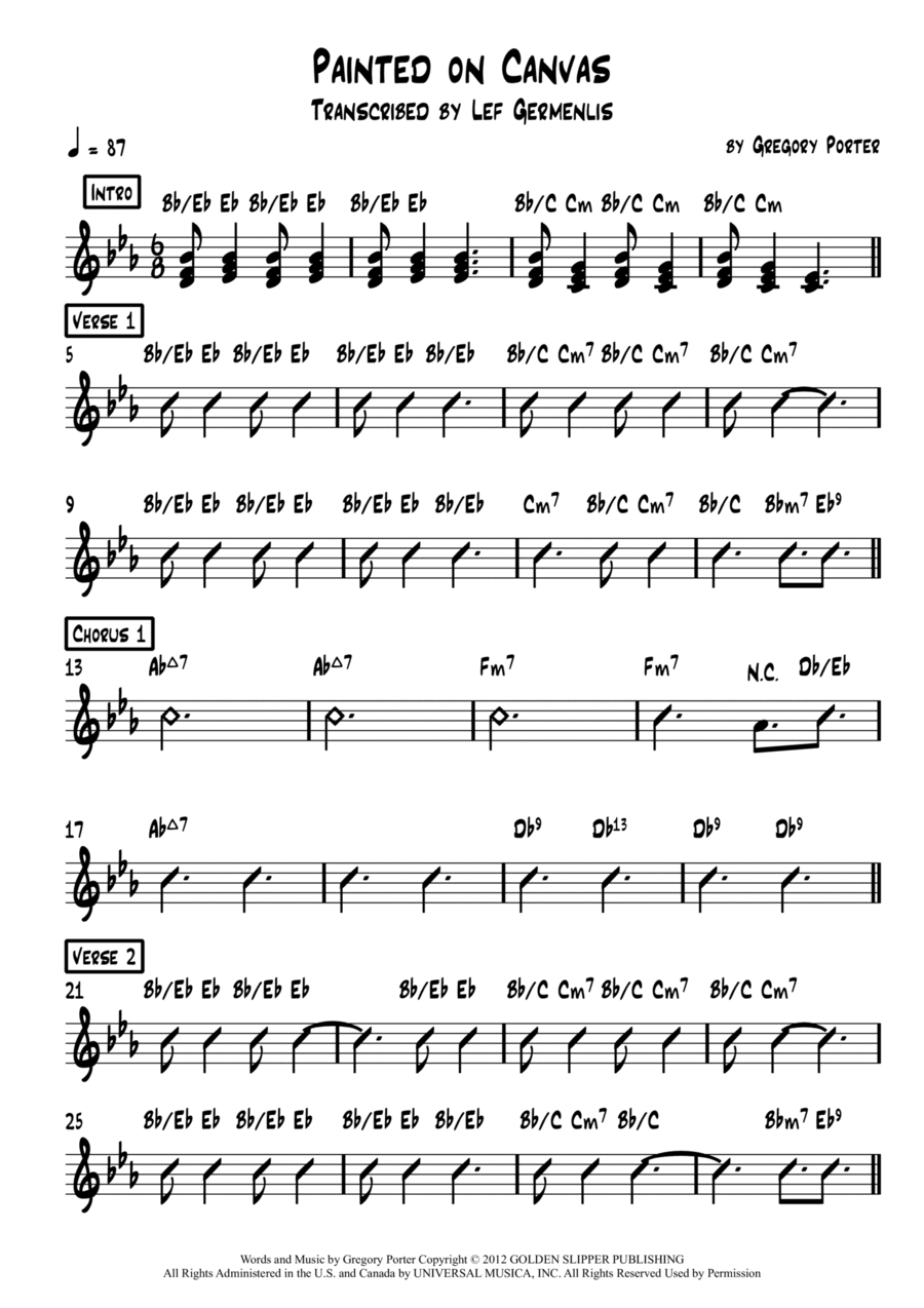 Painted On Canvas Piano Solo scores gallery preview page 1
