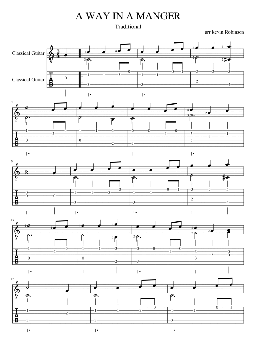 A way in a Manger Guitar Tablature scores gallery preview page 1