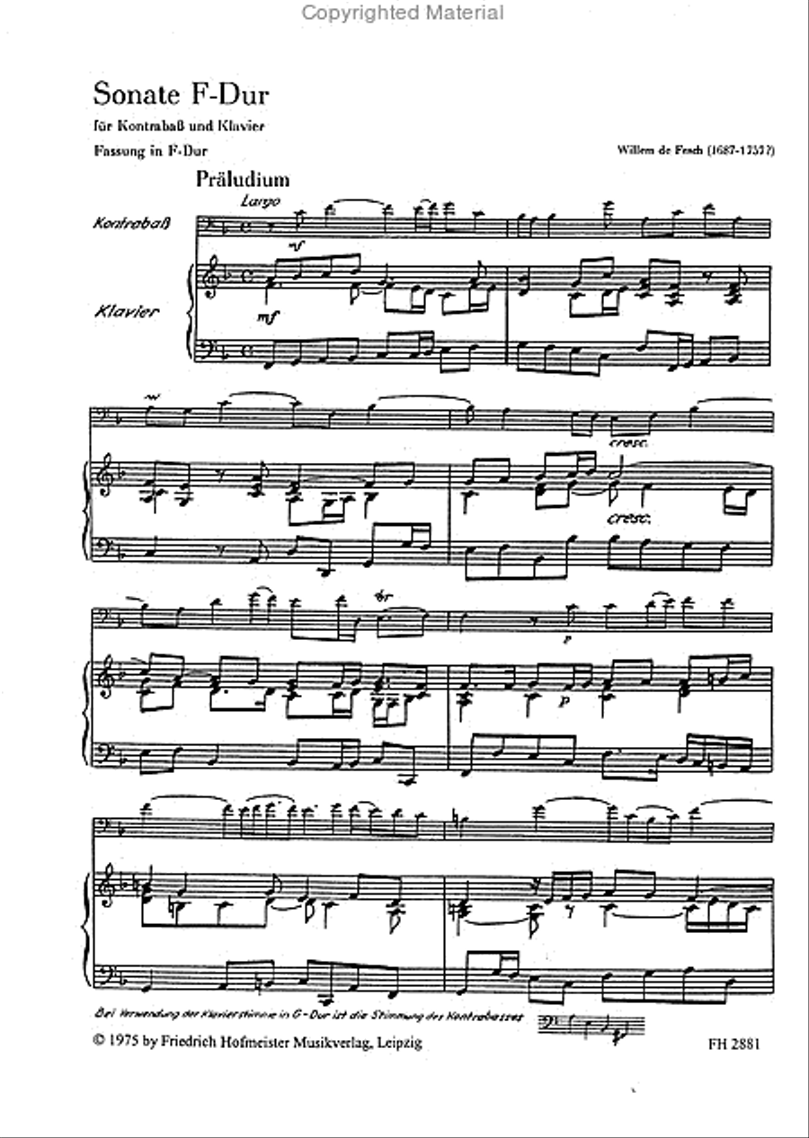 Sonate F-Dur Double Bass scores gallery preview page 2
