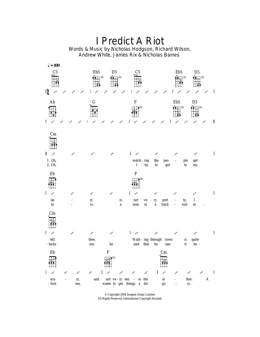 I Predict A Riot Ukulele scores gallery preview page 1
