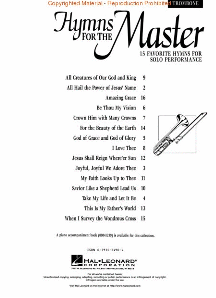 Hymns for the Master Trombone Solo scores gallery preview page 2