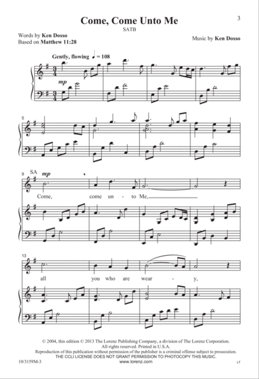 Come, Come Unto Me Come, Come Unto Me 4-Part scores gallery preview page 3