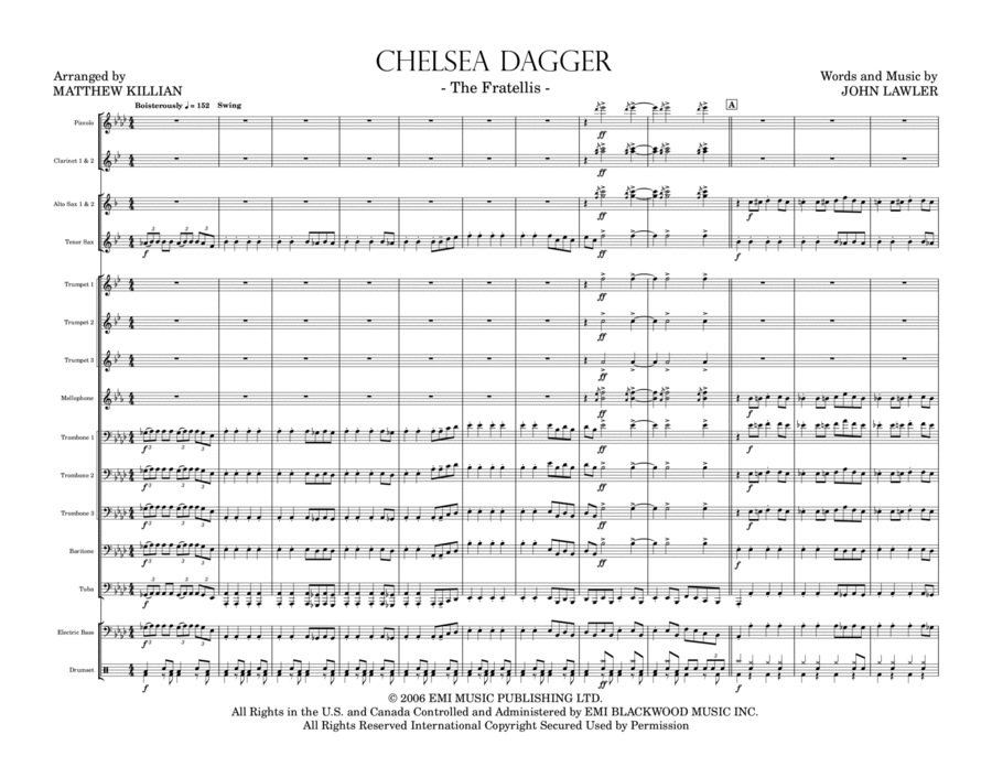 Chelsea Dagger Marching Band scores gallery preview page 1