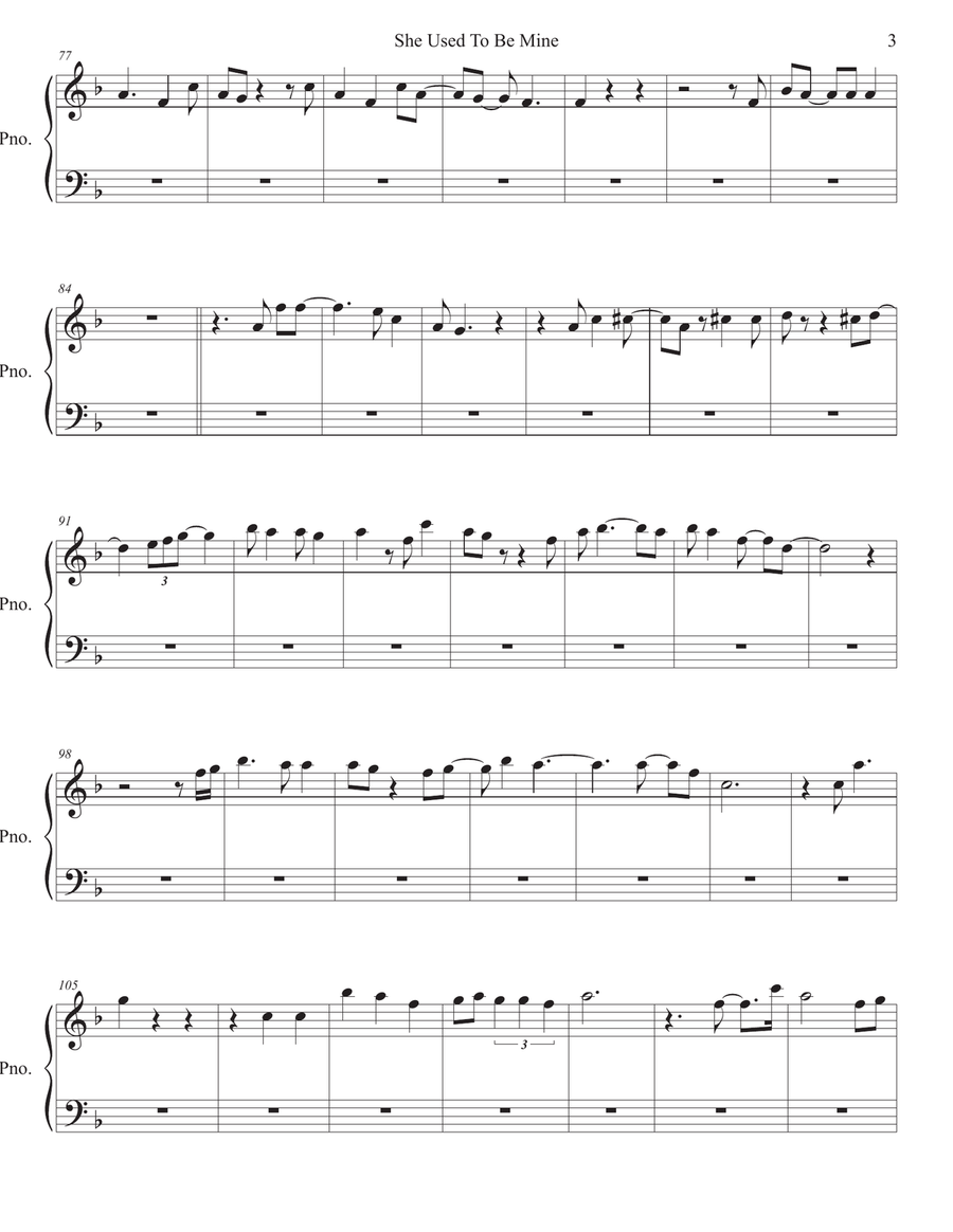 She Used To Be Mine from WAITRESS THE MUSICAL Easy Piano scores gallery preview page 3