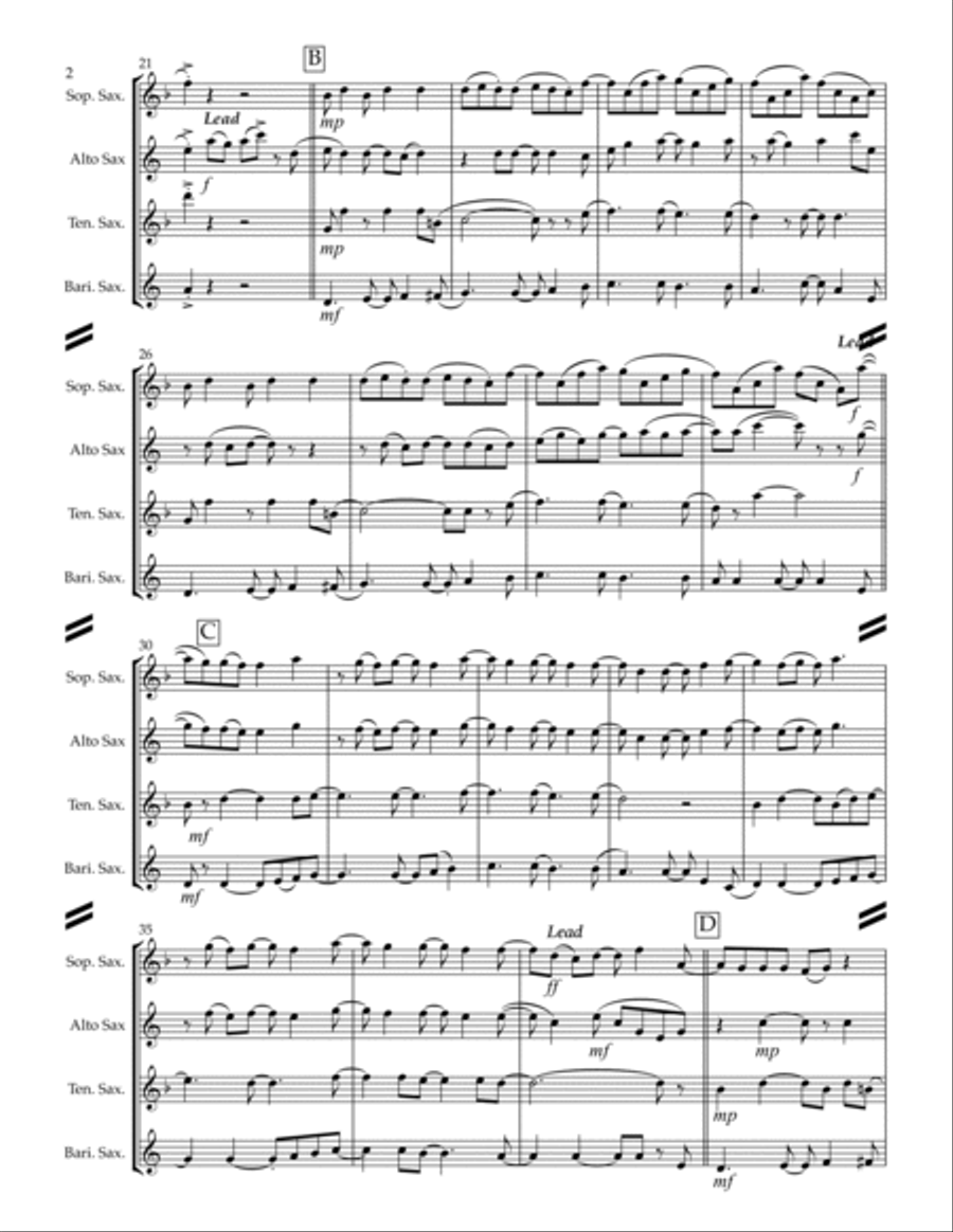 Dancin' In The Moonlight Saxophone Quartet scores gallery preview page 3