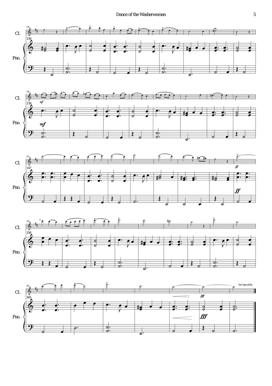 Dance of the Washerwomen (with Hupfauf) for clarinet and piano Clarinet Solo scores gallery preview page 6
