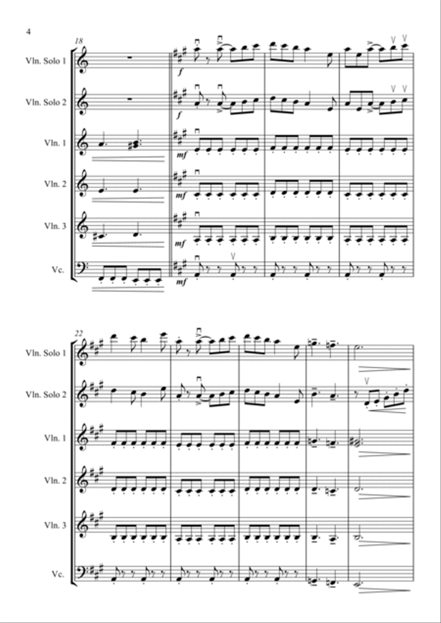 Concertino For Two Solo Violins and Strings (School Arrangement) Chamber Music scores gallery preview page 4
