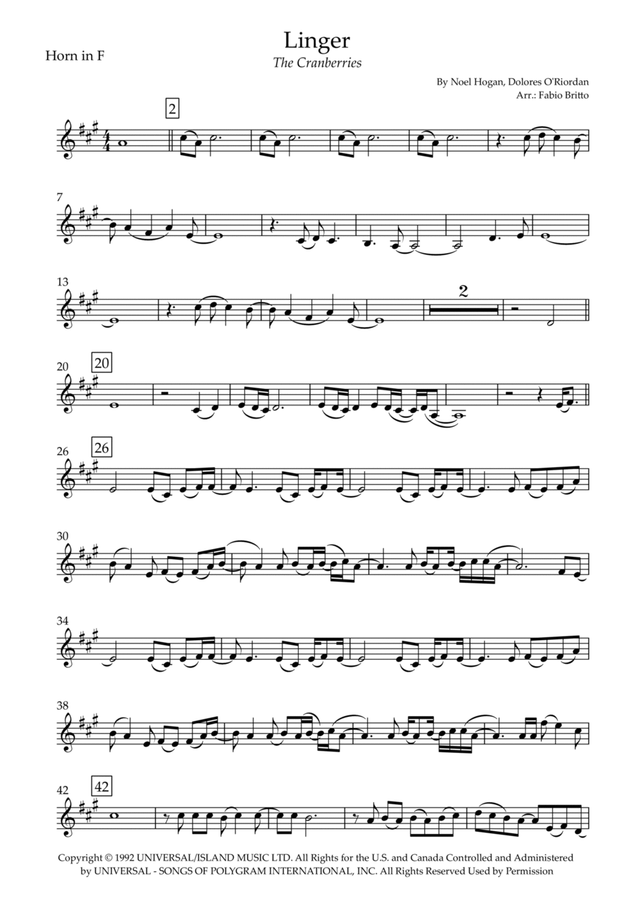 Linger Horn Solo scores gallery preview page 1