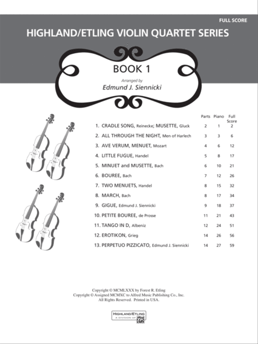 Highland/Etling Violin Quartet Series: Book 1