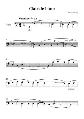 Book cover for Clair de Lune by Debussy - Tuba Solo