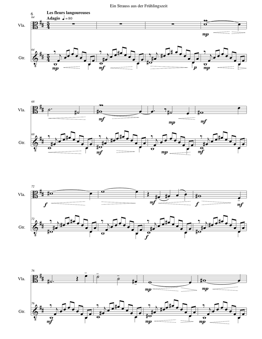 Ein Strauss aus der Frühlingszeit (A bunch of flowers from springtime) for viola and guitar String Duet scores gallery preview page 6