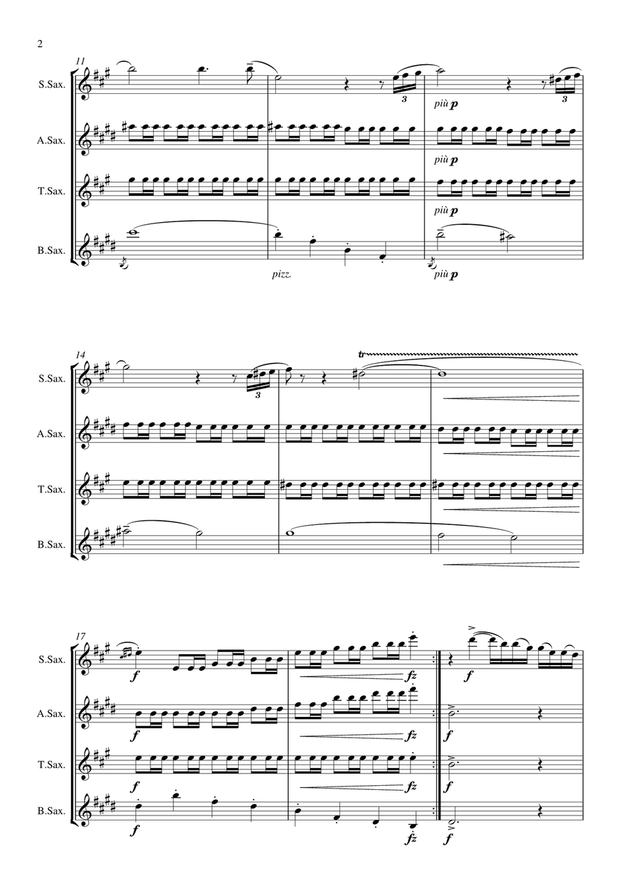 Holberg Suite arranged for Saxophone Quartet Score and Parts Saxophone Quartet scores gallery preview page 3
