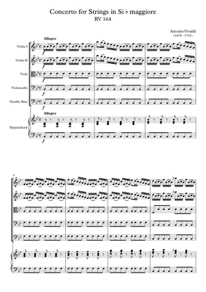 Book cover for Concerto for Strings in Si b maggiore RV 164