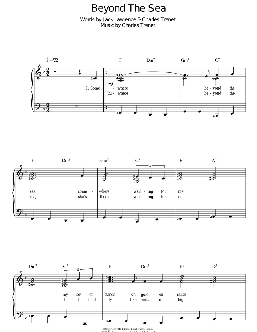 Beyond The Sea Piano, Vocal scores gallery preview page 1