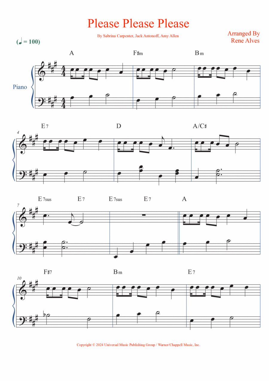 Please Please Please Easy Piano scores gallery preview page 1