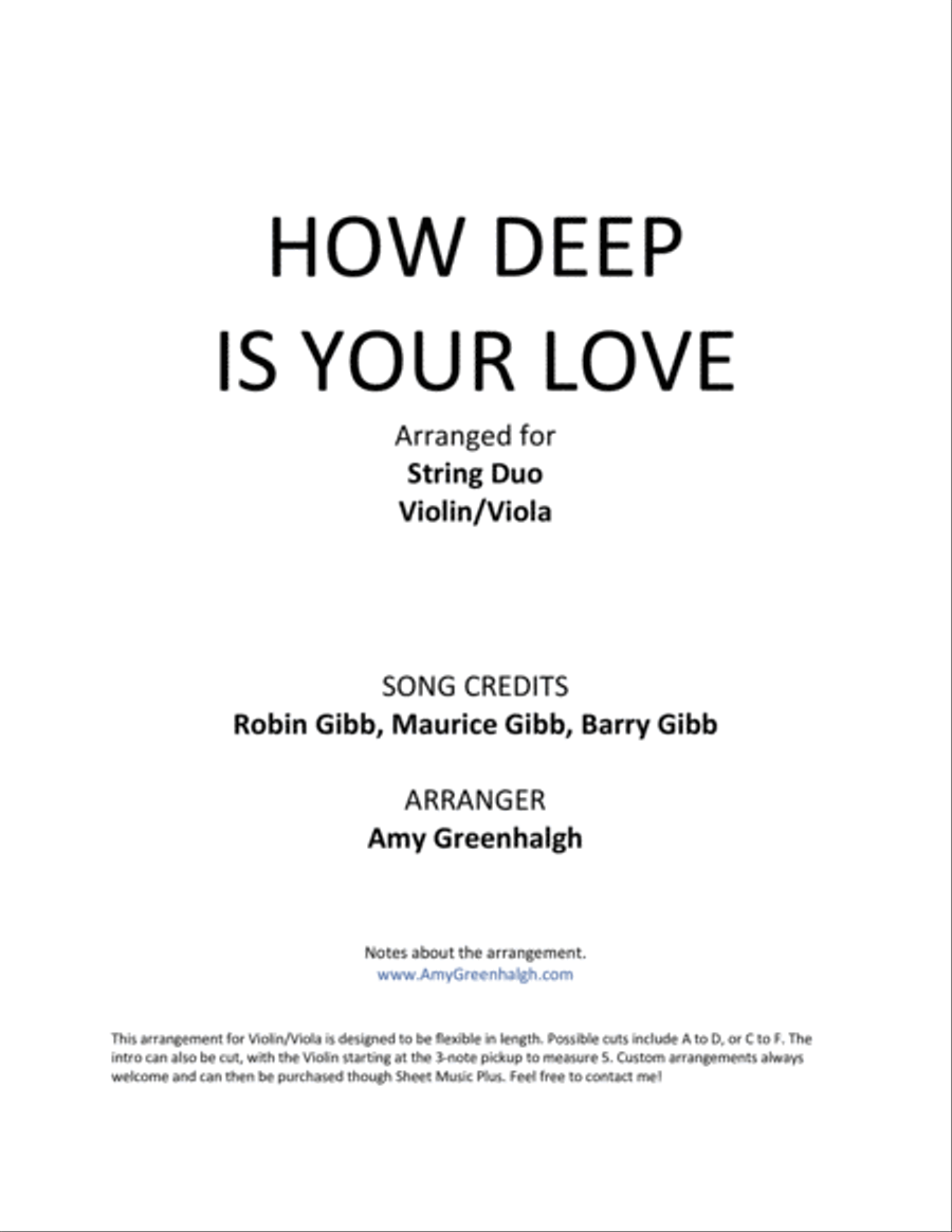 How Deep Is Your Love String Duet scores gallery preview page 2