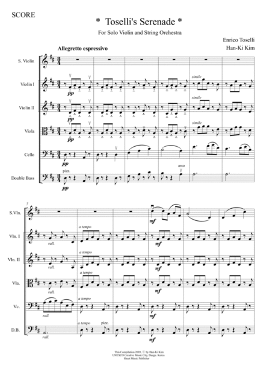 Toselli's Serenade (For S.Vn and Strings) Set of Parts scores gallery preview page 2