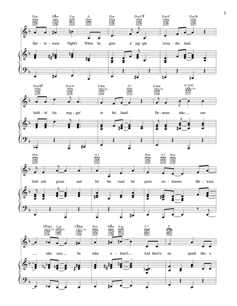 The Headless Horseman Piano, Vocal, Guitar scores gallery preview page 3