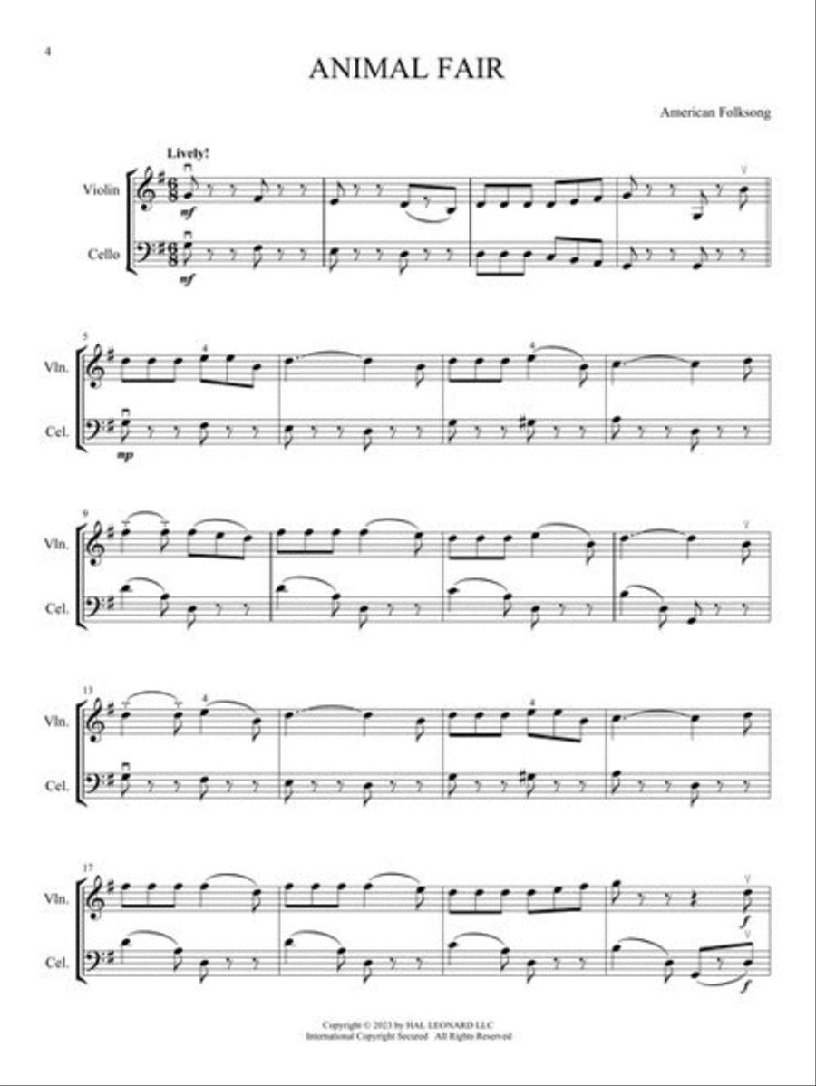 Folk Songs for Violin and Cello Duet String Duet scores gallery preview page 4