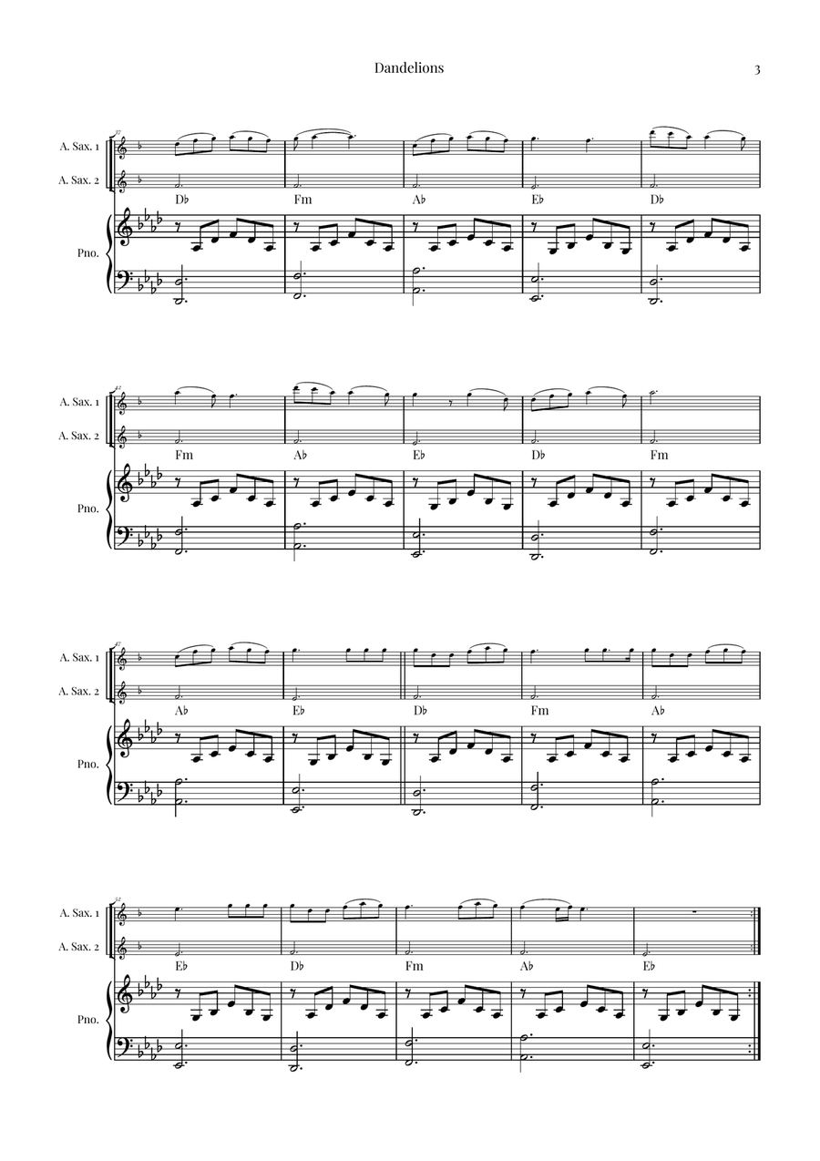 Dandelions Woodwind Duet scores gallery preview page 3