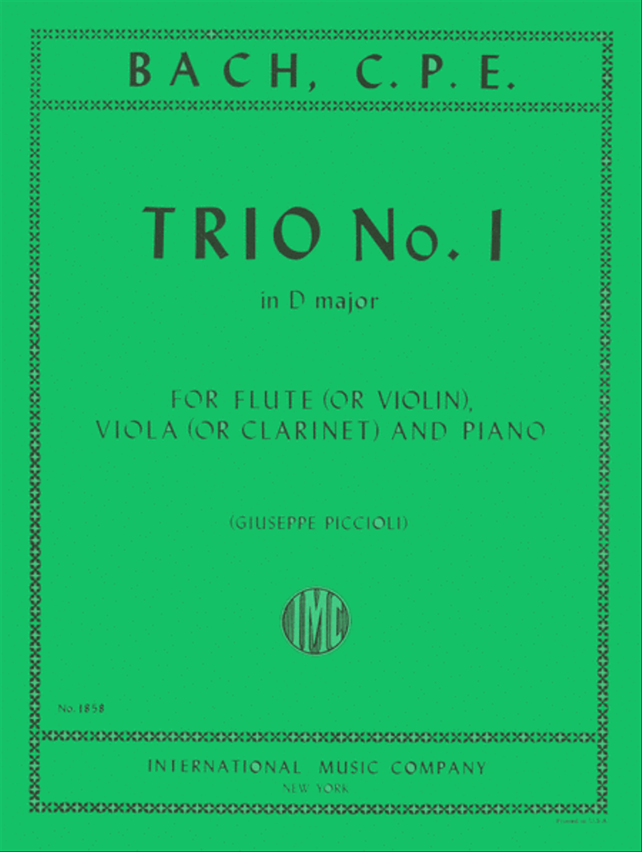 Trio No. 1 in D major for Flute, Clarinet & Piano or Flute (Violin), Viola & Piano Clarinet scores gallery preview page 1