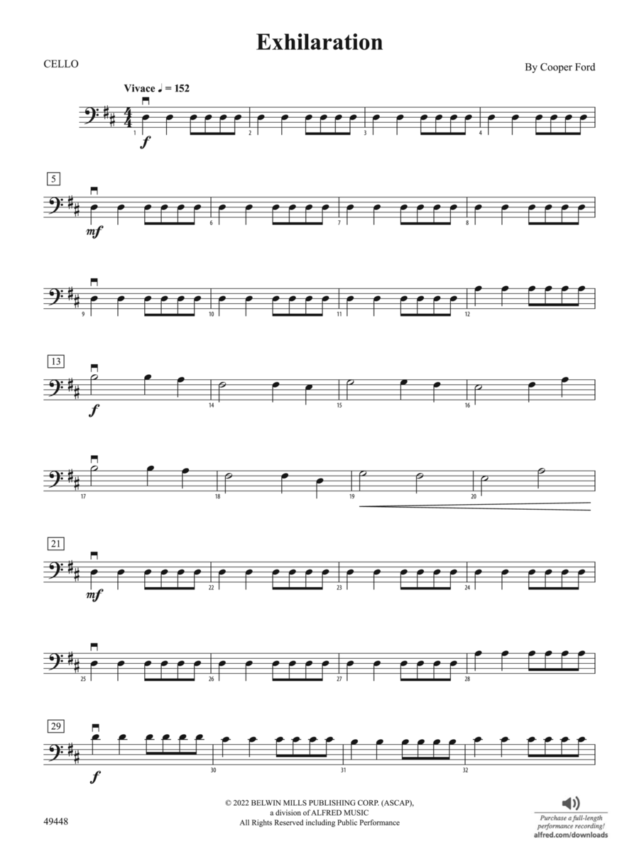 Exhilaration: Cello String Orchestra scores gallery preview page 1